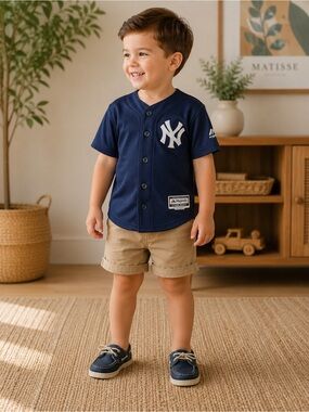 Majestic Navy Toddler Baseball Jersey with White Logo NY Yankees